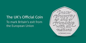 ＥＵ離脱に合わせて発行される記念硬貨（英王立造幣局提供）