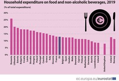 東欧・バルト諸国は飲食への出費率が高い（ユーロスタット提供）